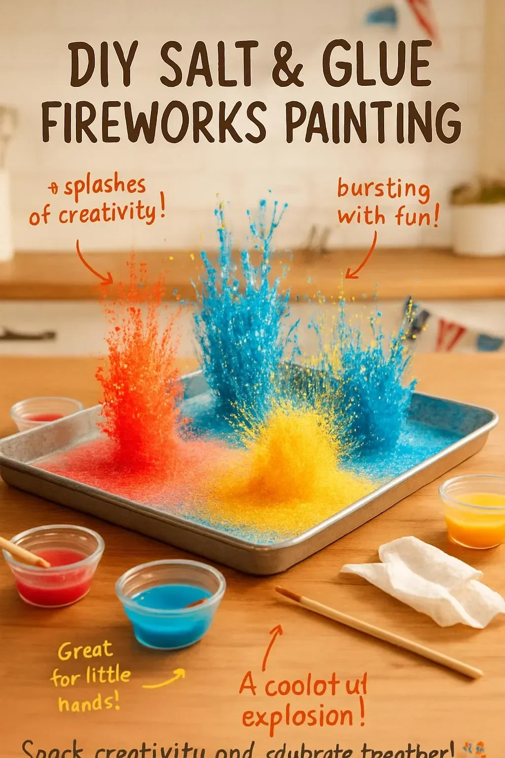DIY Salt & Glue Fireworks Painting: 4th of July Craft for Kids