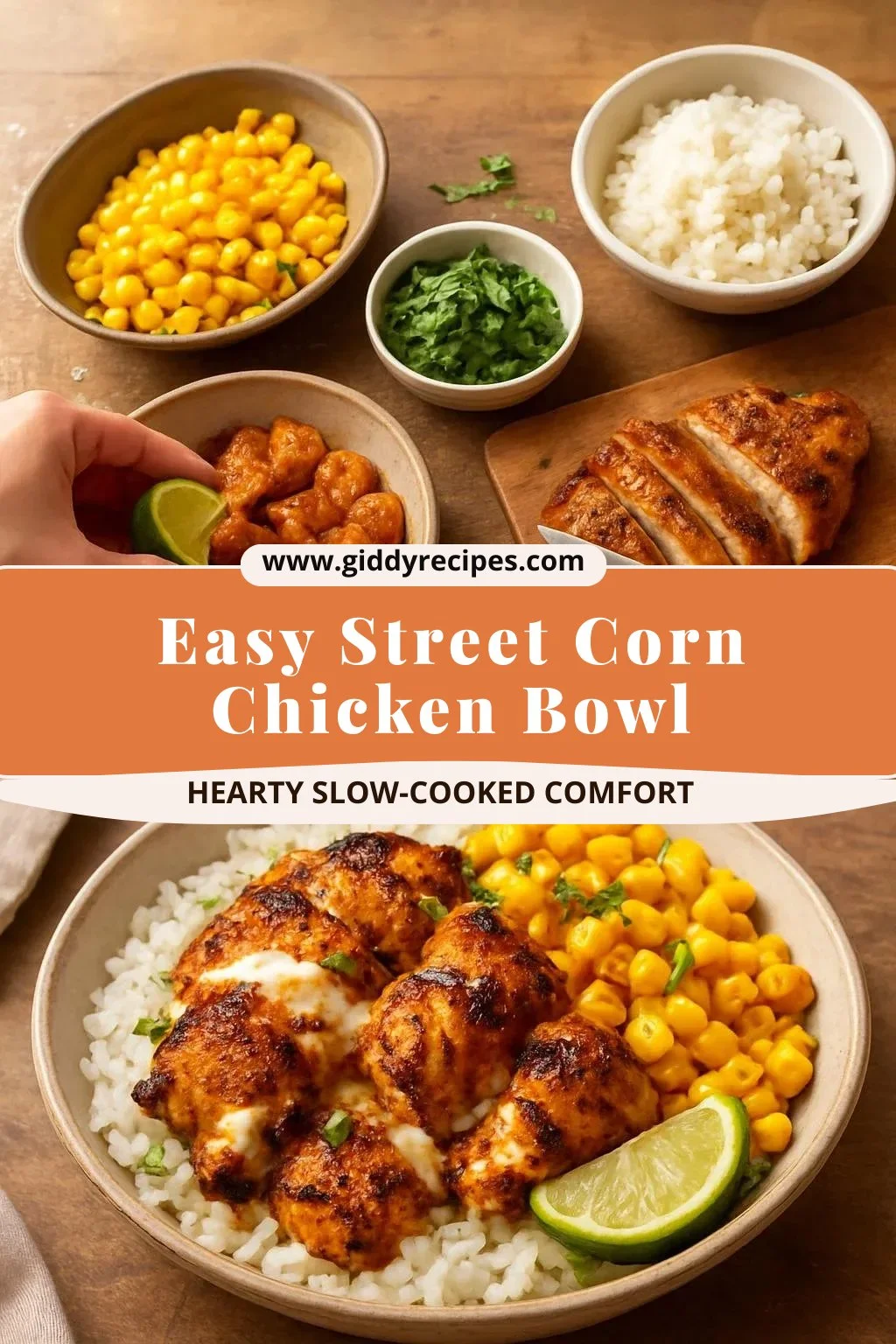 Delicious corn chicken bowl featuring grilled chicken, fresh corn, and vibrant toppings.