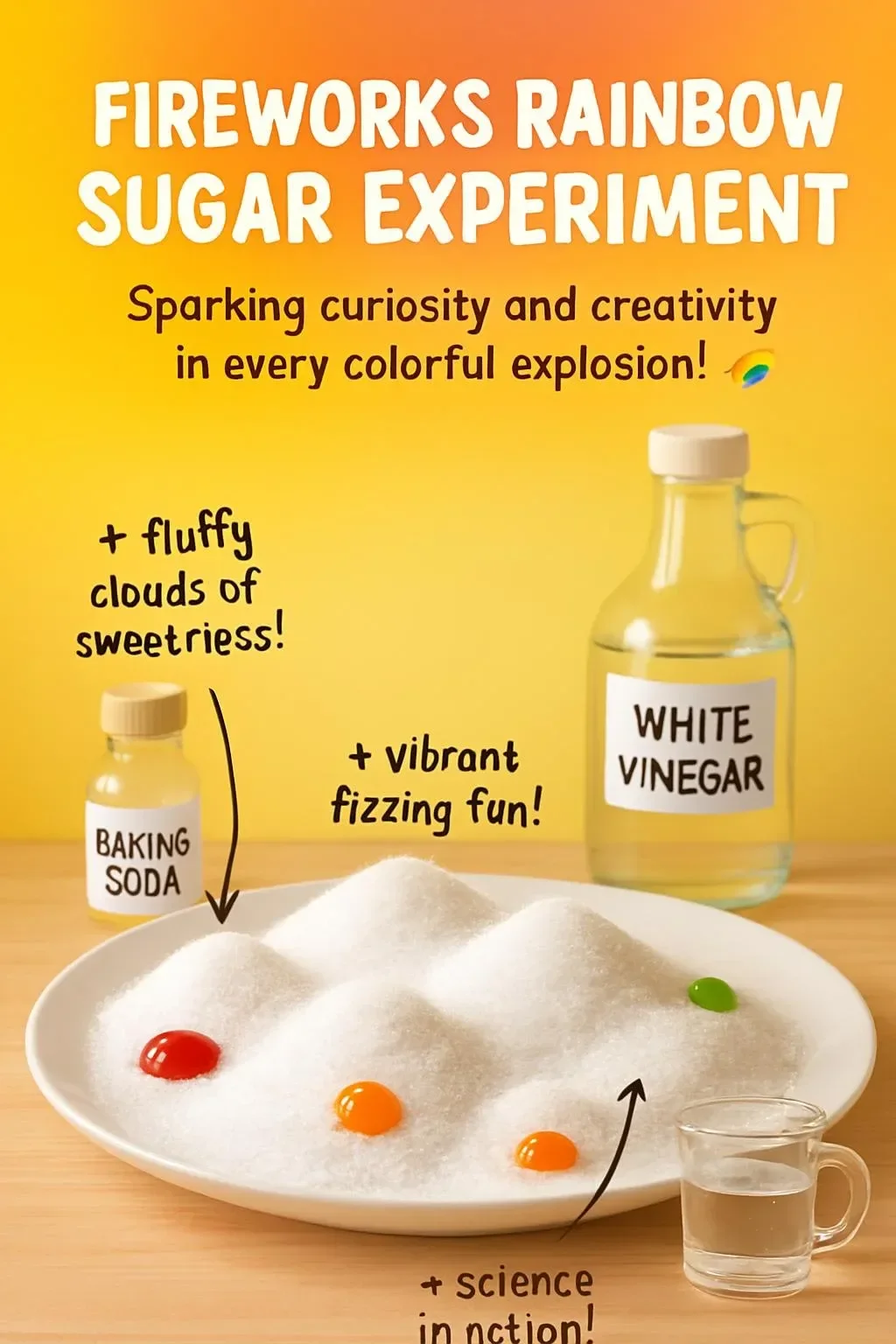 Colorful sugar crystals from the Fireworks Rainbow Sugar Experiment.