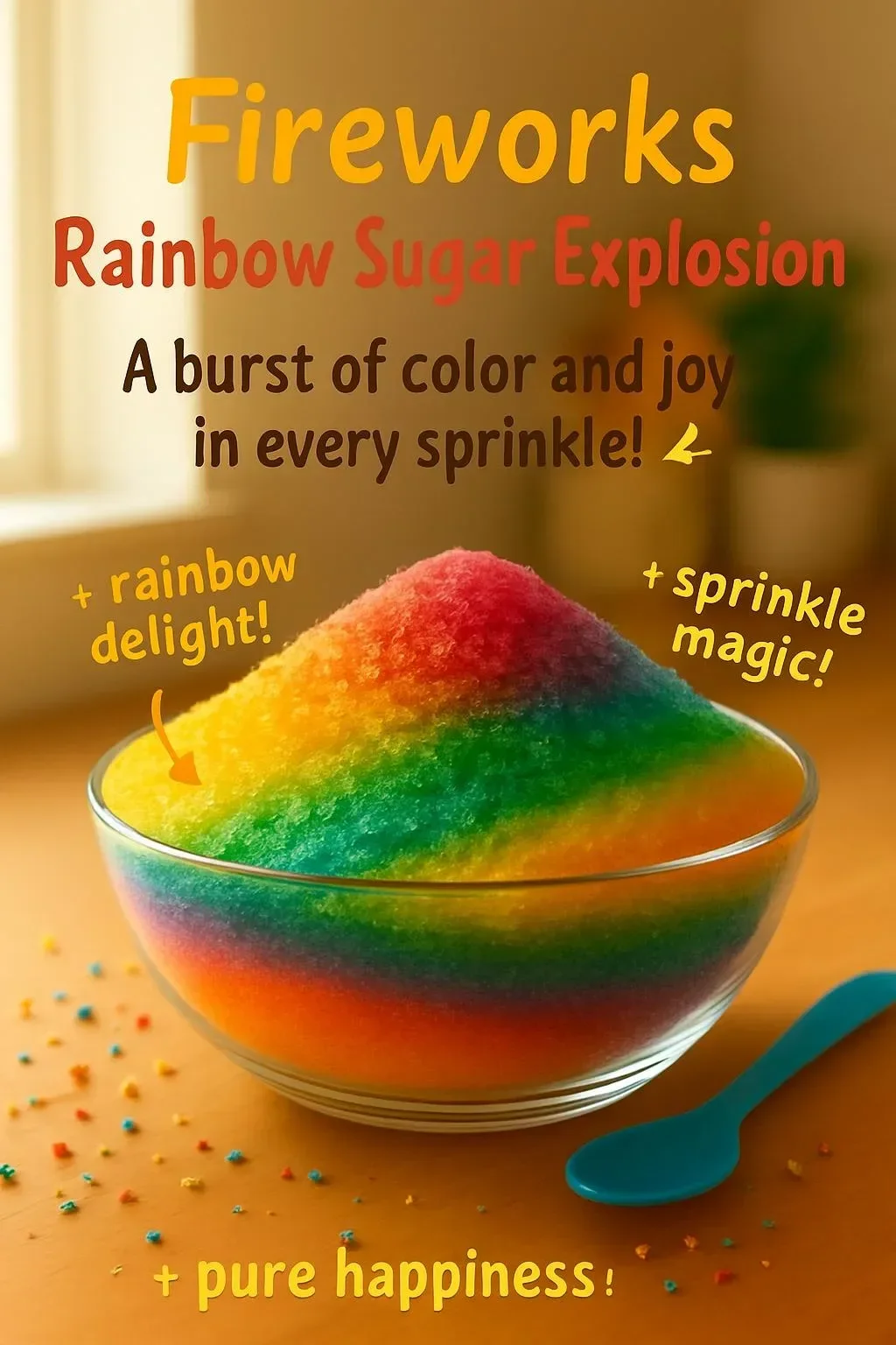 Colorful Fireworks Rainbow Sugar Explosion dessert bursting with flavors