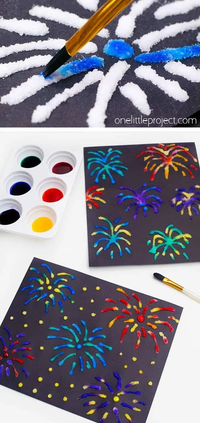 Fireworks Salt Painting | Easy Salt Painting for Kids