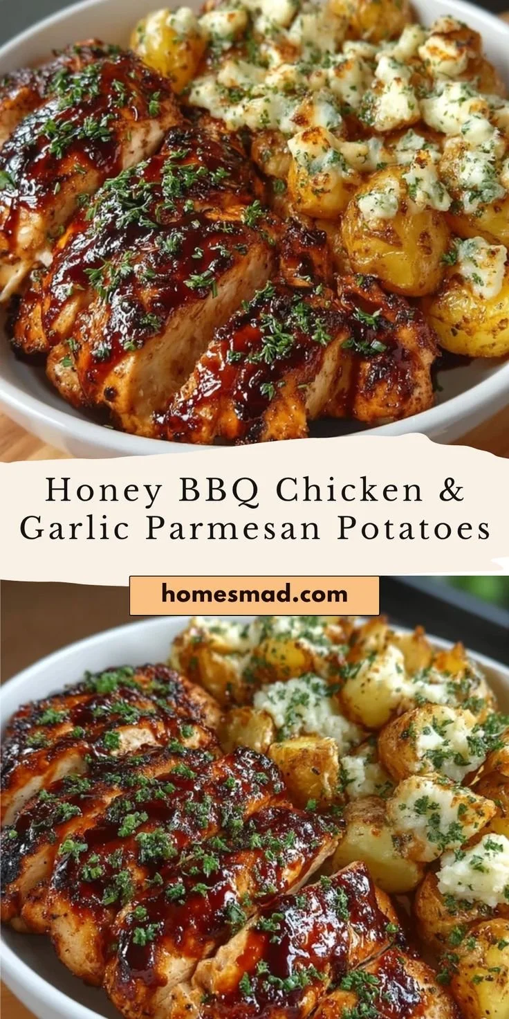 Honey BBQ Chicken with Garlic Parmesan Potatoes