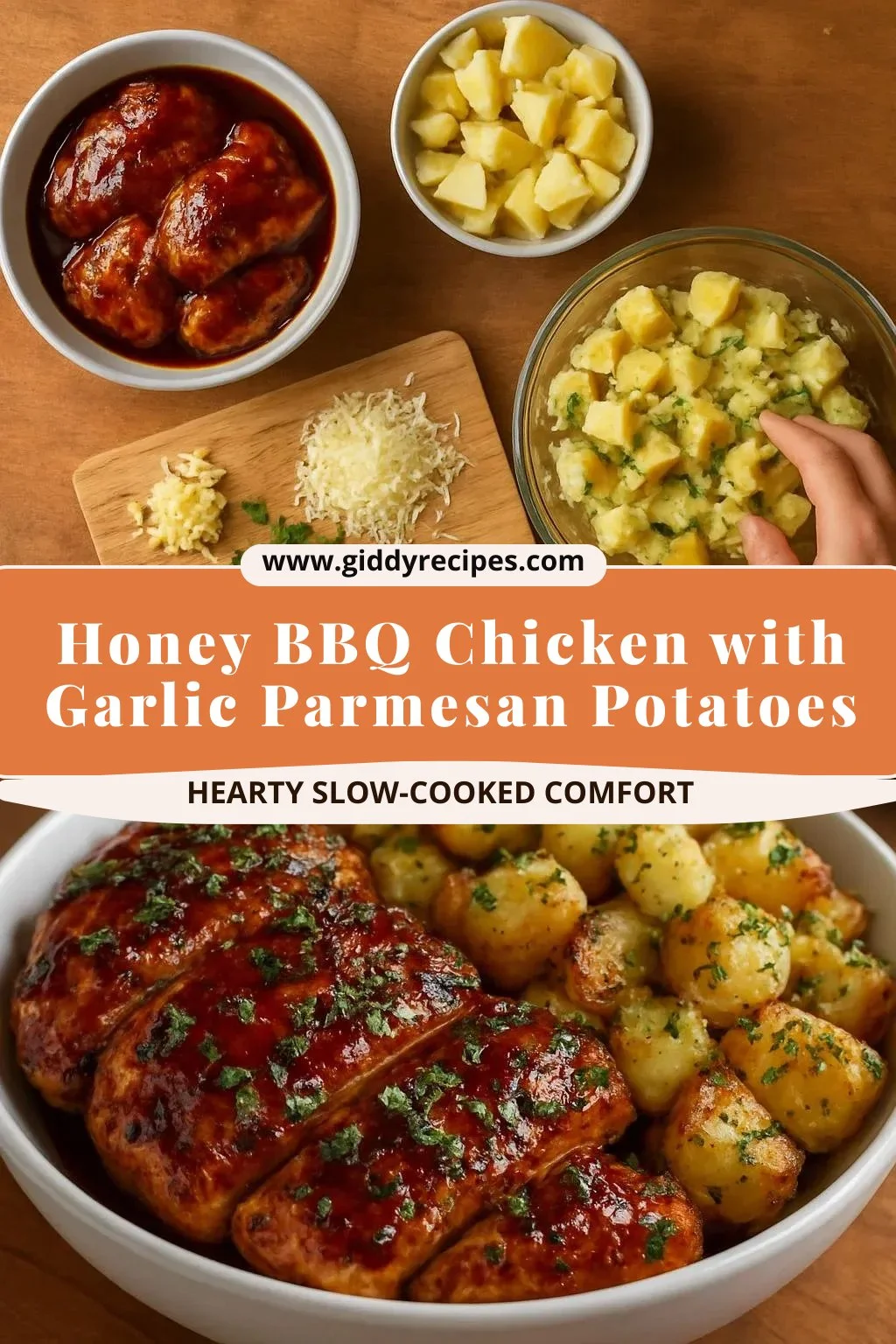 Honey BBQ Chicken with Garlic Parmesan Potatoes