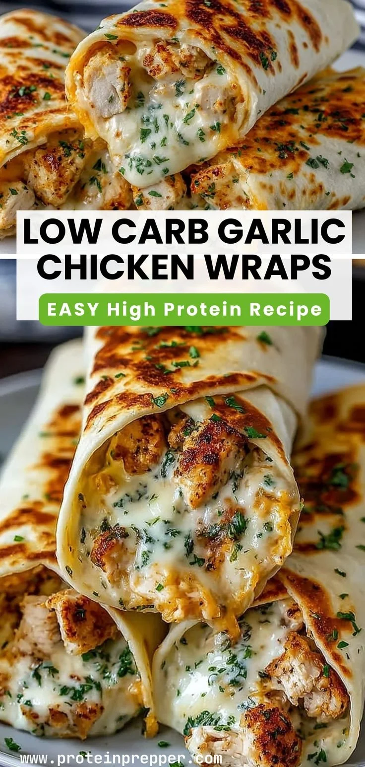 Low Carb Cheesy Garlic Chicken Wraps