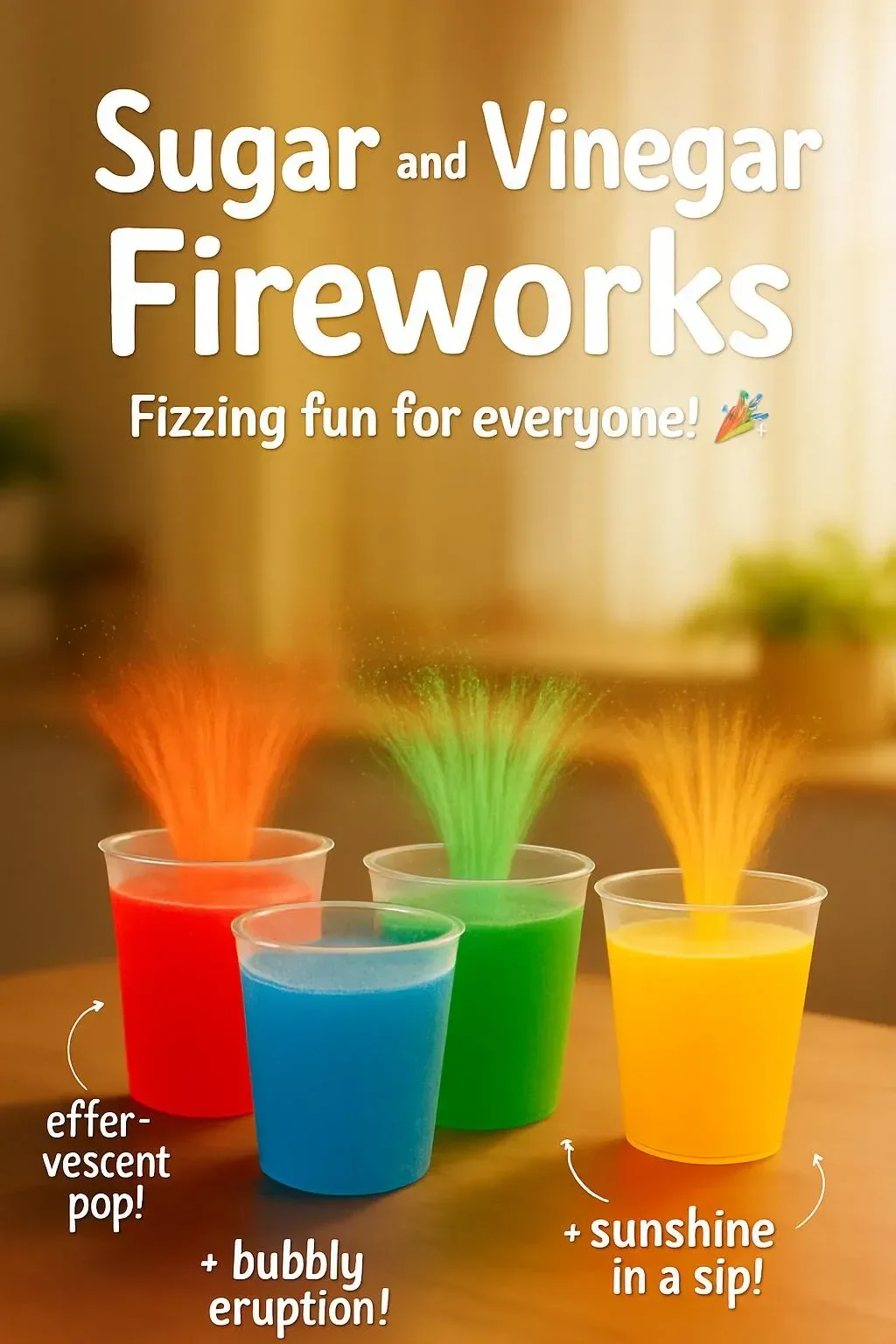 Sugar and Vinegar Fireworks colorful explosions in a night sky