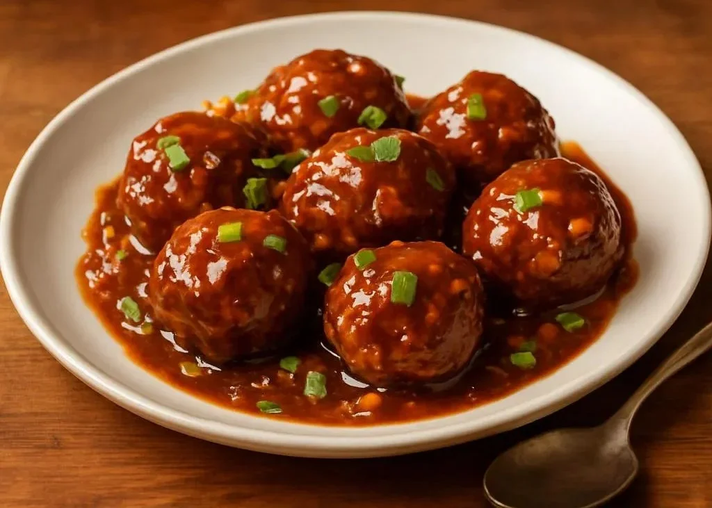 Cabbage Manchurian dish served with sauces and garnishes