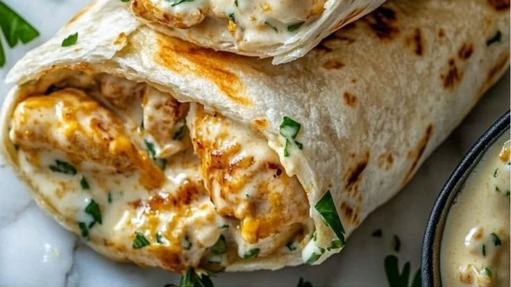 Cheesy Garlic Chicken Wraps