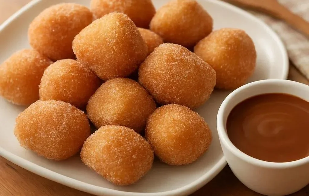 Crispy air fryer churro bites topped with cinnamon sugar