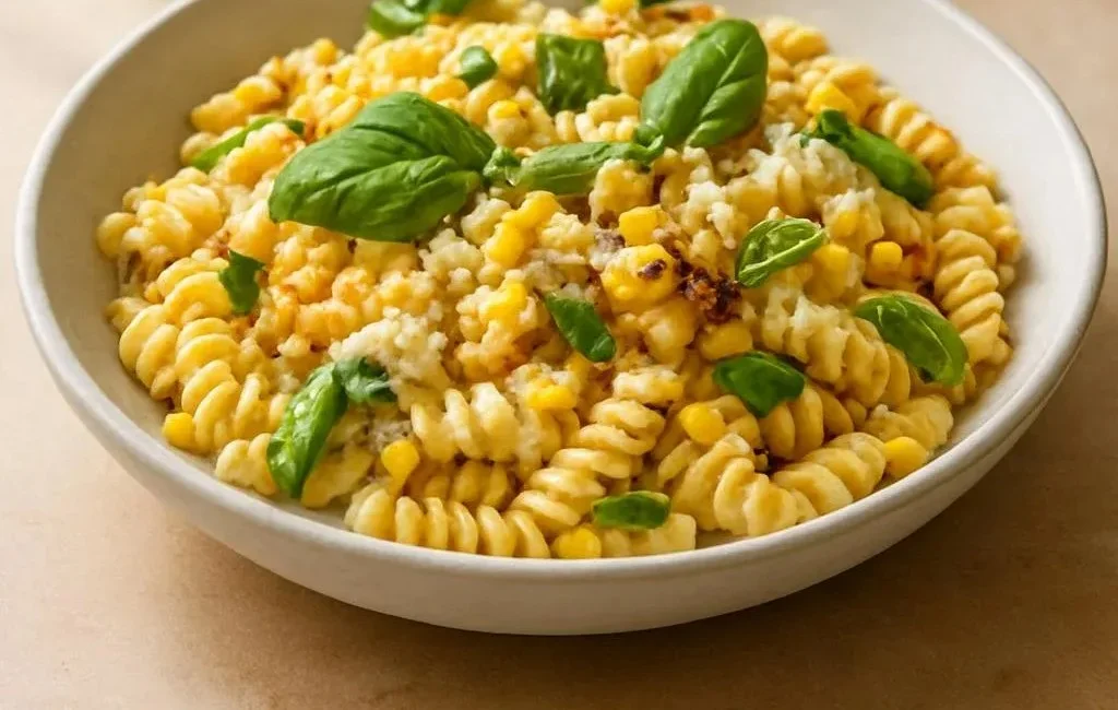 Delicious Juicy Street Corn Pasta Salad with fresh herbs and vegetables