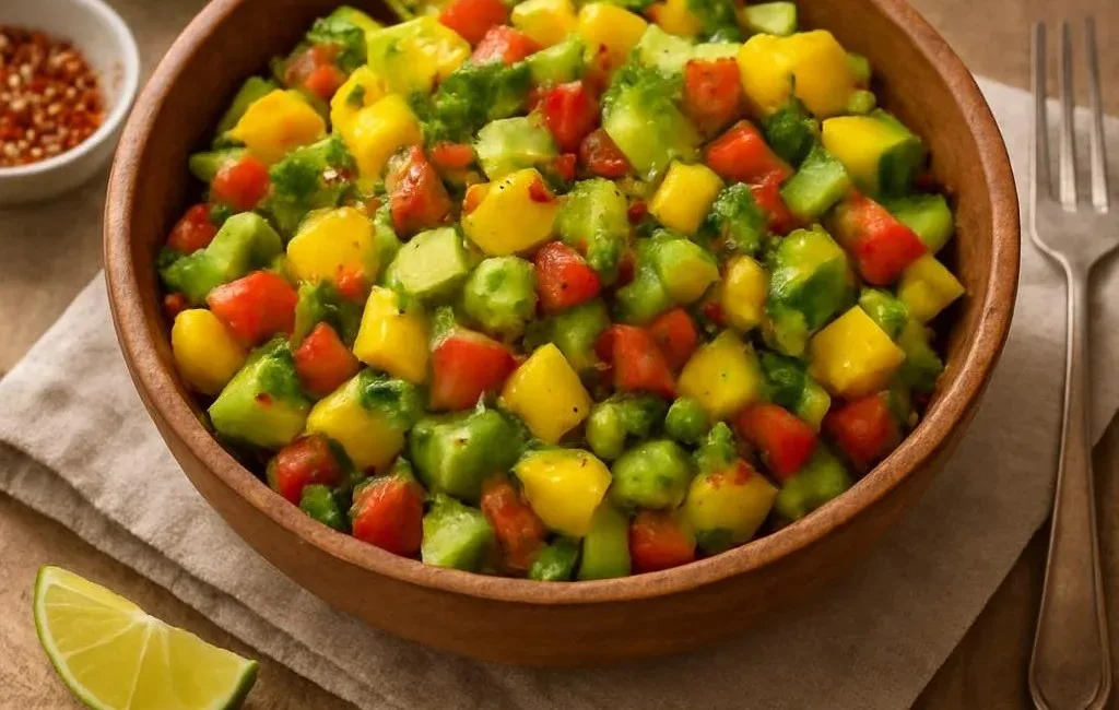 Colorful Mango Avocado Salad with fresh ingredients and vibrant flavors