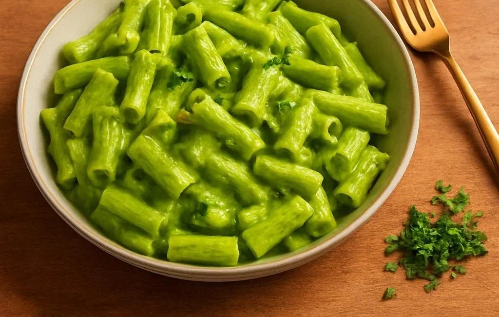 Vegan Creamy Spinach Garlic Pasta with Cashews and Parsley