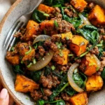 Delicious Beef Sweet Potato Bowl with vibrant vegetables and savory beef