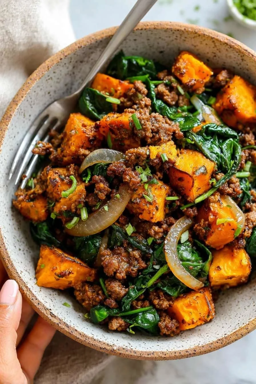Delicious Beef Sweet Potato Bowl with vibrant vegetables and savory beef